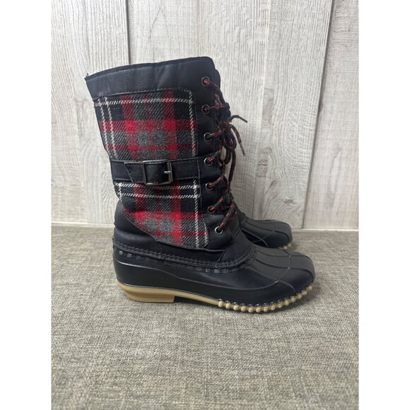 Maurices Whitney 15600 Womens Black Red Plaid Snow Boots Size 6M - Picture 2 of 7